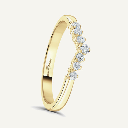 Round Brilliant Cut, Claw, Tapered Wave Diamond Eternity Ring