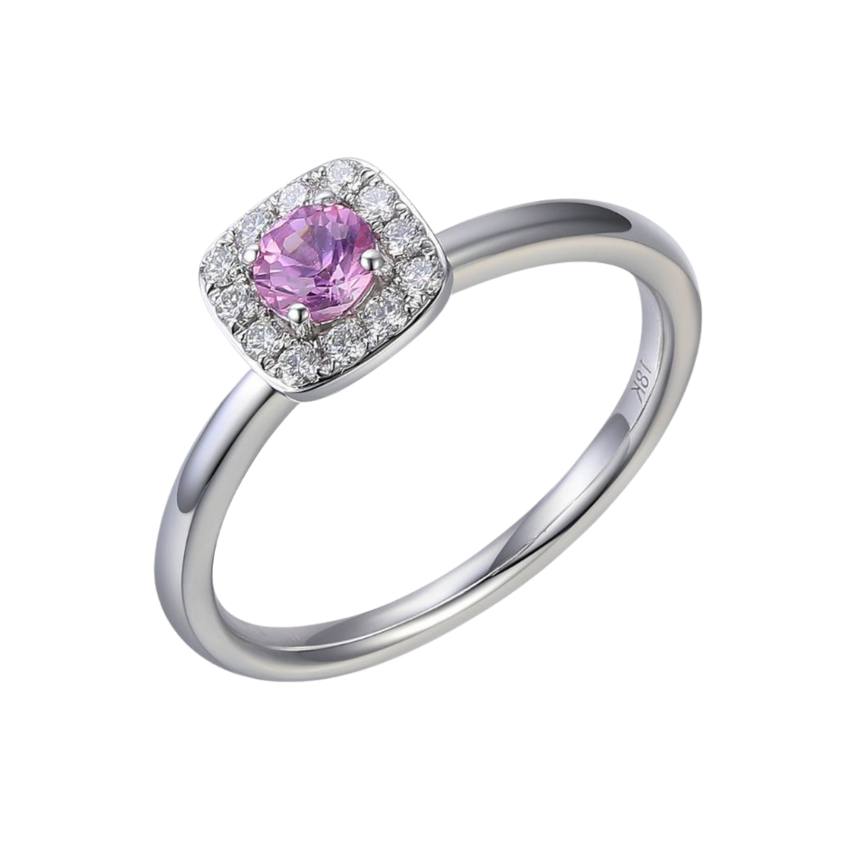 Pink Sapphire and Diamond Ring in 18ct White Gold Gemstone Jewellery on a transparent background