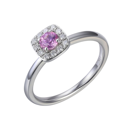 Pink Sapphire and Diamond Ring in 18ct White Gold Gemstone Jewellery on a transparent background
