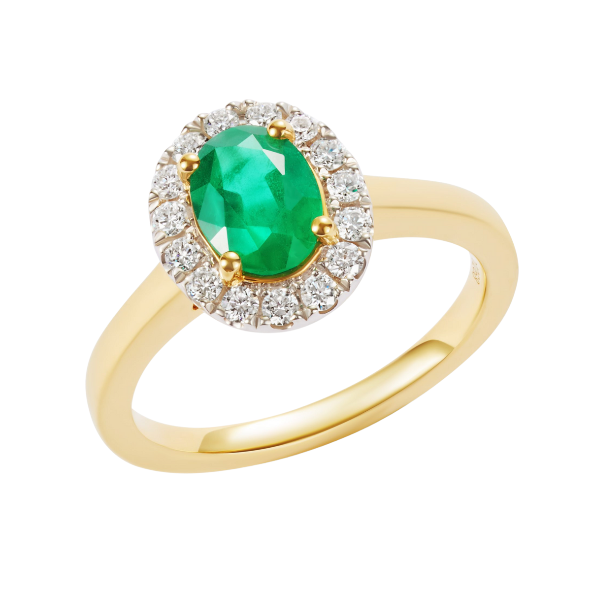 Emerald and Diamond Cluster Ring in 18ct Yellow Gold is a beautiful example of timeless fine jewellery design.