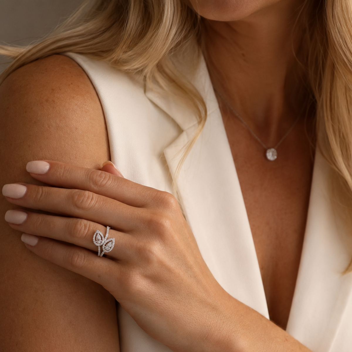  Pear Cut Diamond Cluster Ring on A Modal 