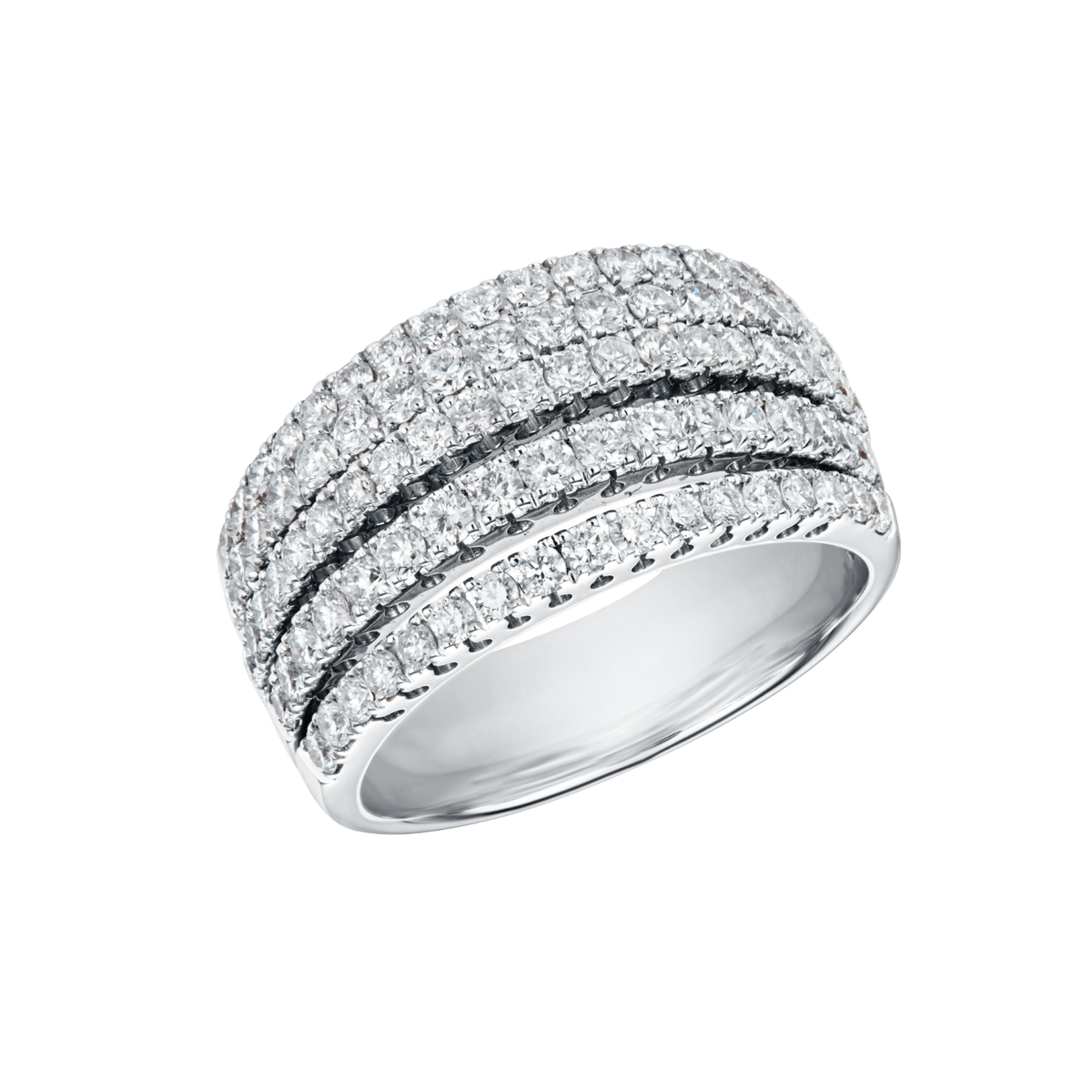 Five Row Brilliant Cut Diamond Dress Ring in 18ct White Gold