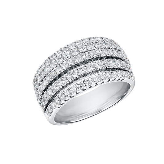 Five Row Brilliant Cut Diamond Dress Ring in 18ct White Gold