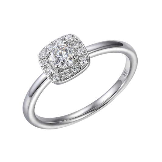 Diamond Cluster Ring in 18ct White Gold on A Transparent Background 