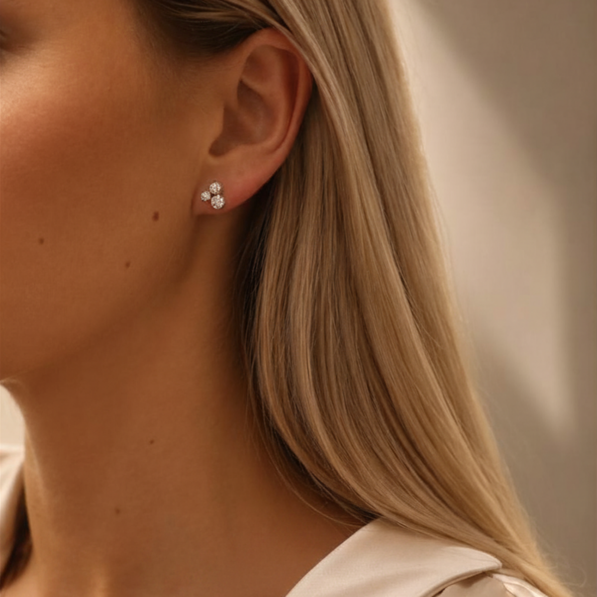 Diamond Bubble Stud Earrings in 18ct White Gold On A Lister Horsfall Modal 