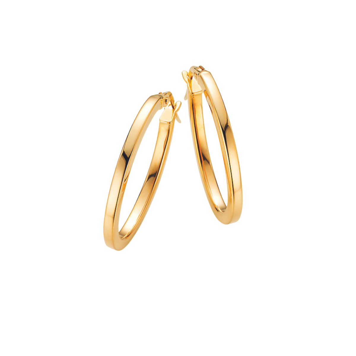 24mm Hoop Earrings in 18ct Yellow Gold On a Transparent Background