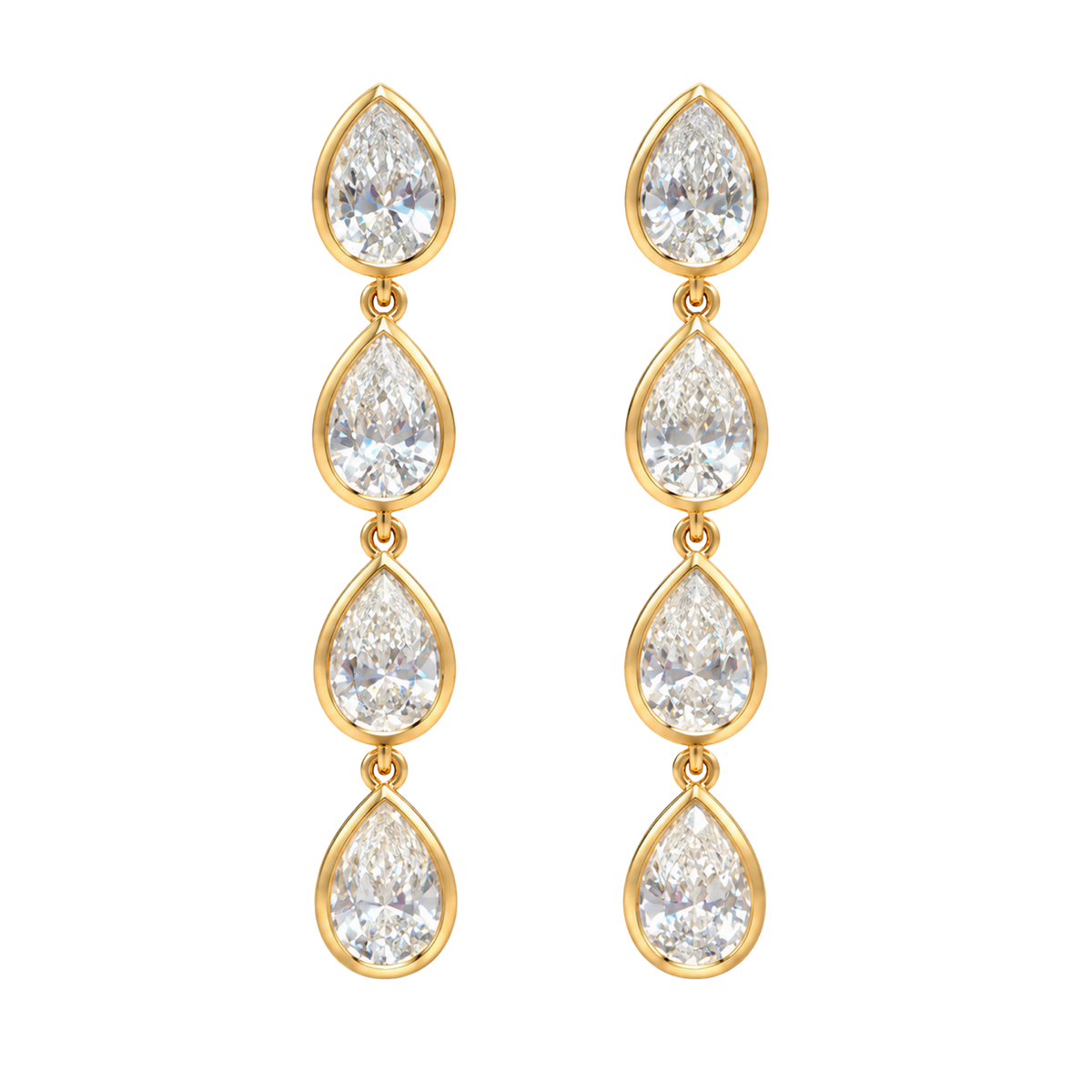 Pear Shaped Diamond Drop Earrings in 18ct Yellow Gold
