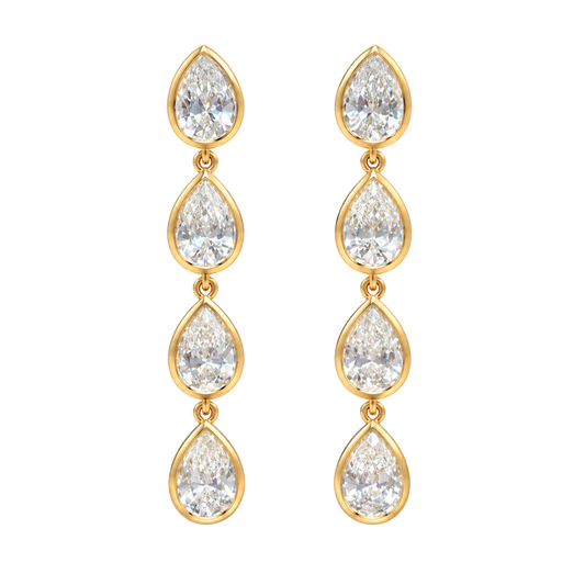 Pear Shaped Diamond Drop Earrings in 18ct Yellow Gold