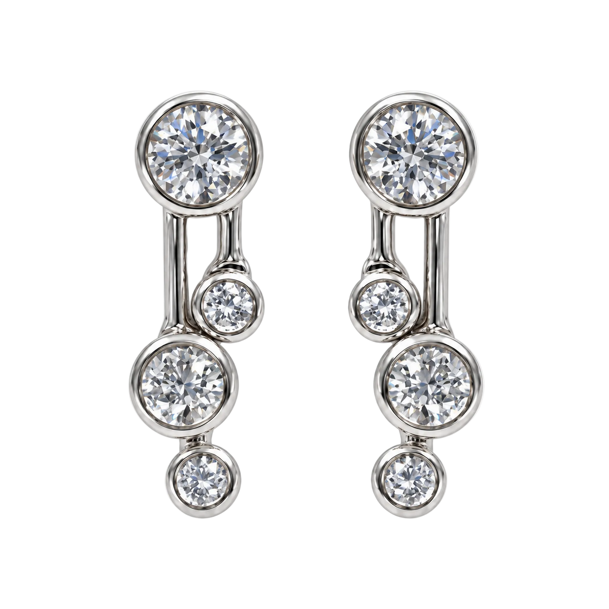 Brilliant Cut Diamond Bubble Earrings in 18ct White Gold