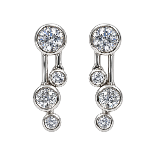 Brilliant Cut Diamond Bubble Earrings in 18ct White Gold