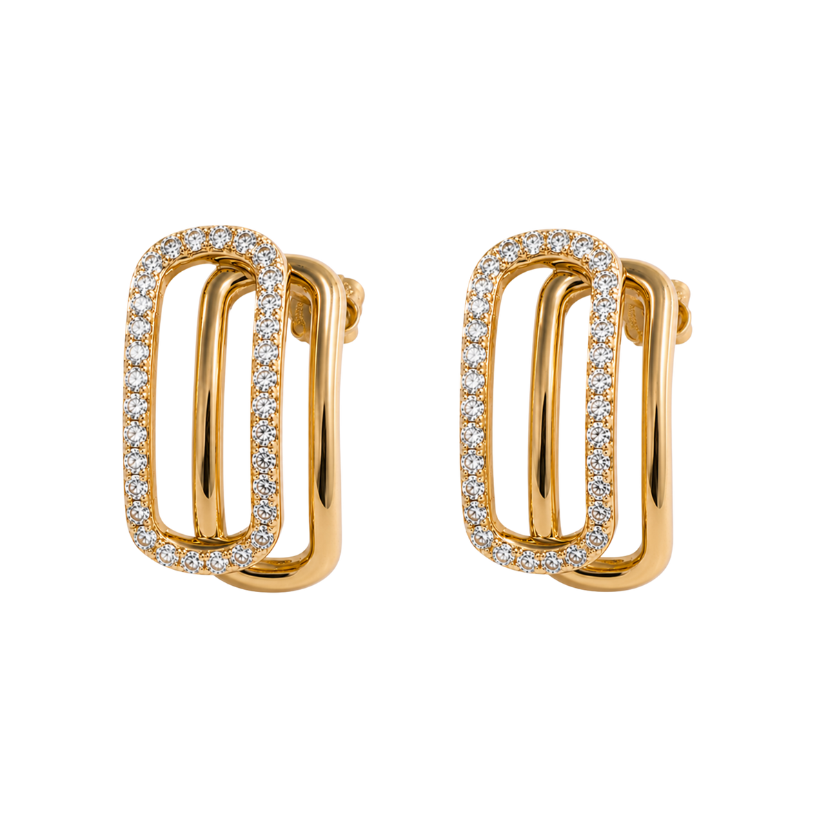 Diamond Oval Open Stud Earrings in 18ct Rose Gold on Transparent Background 
