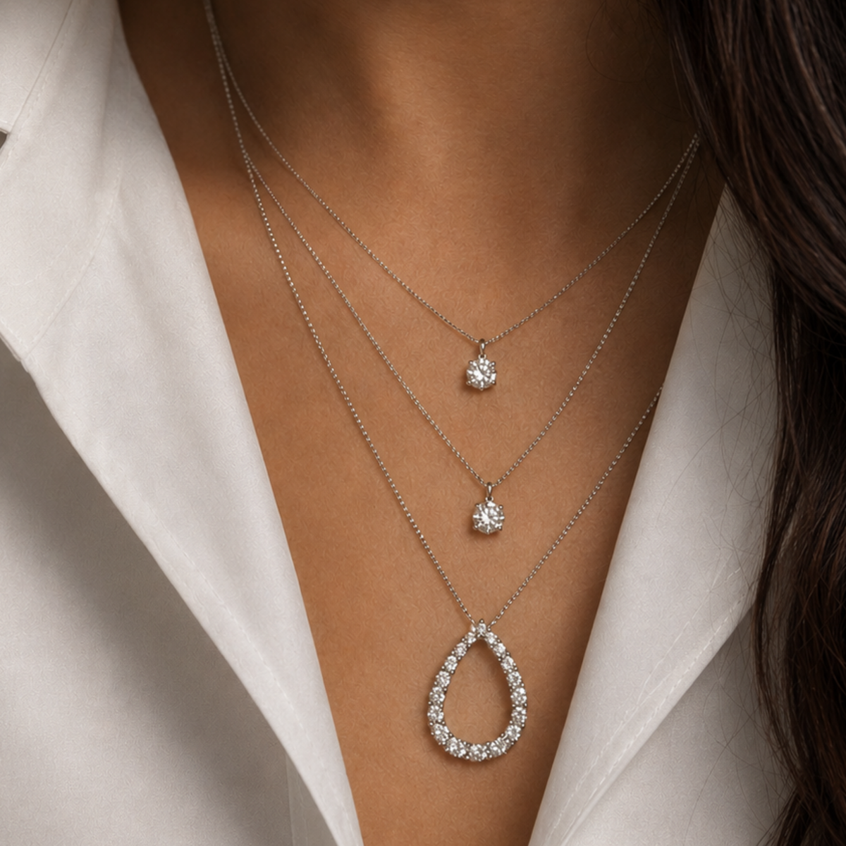A Modal Wearing 0.70ct Brilliant Cut Diamond Pendant