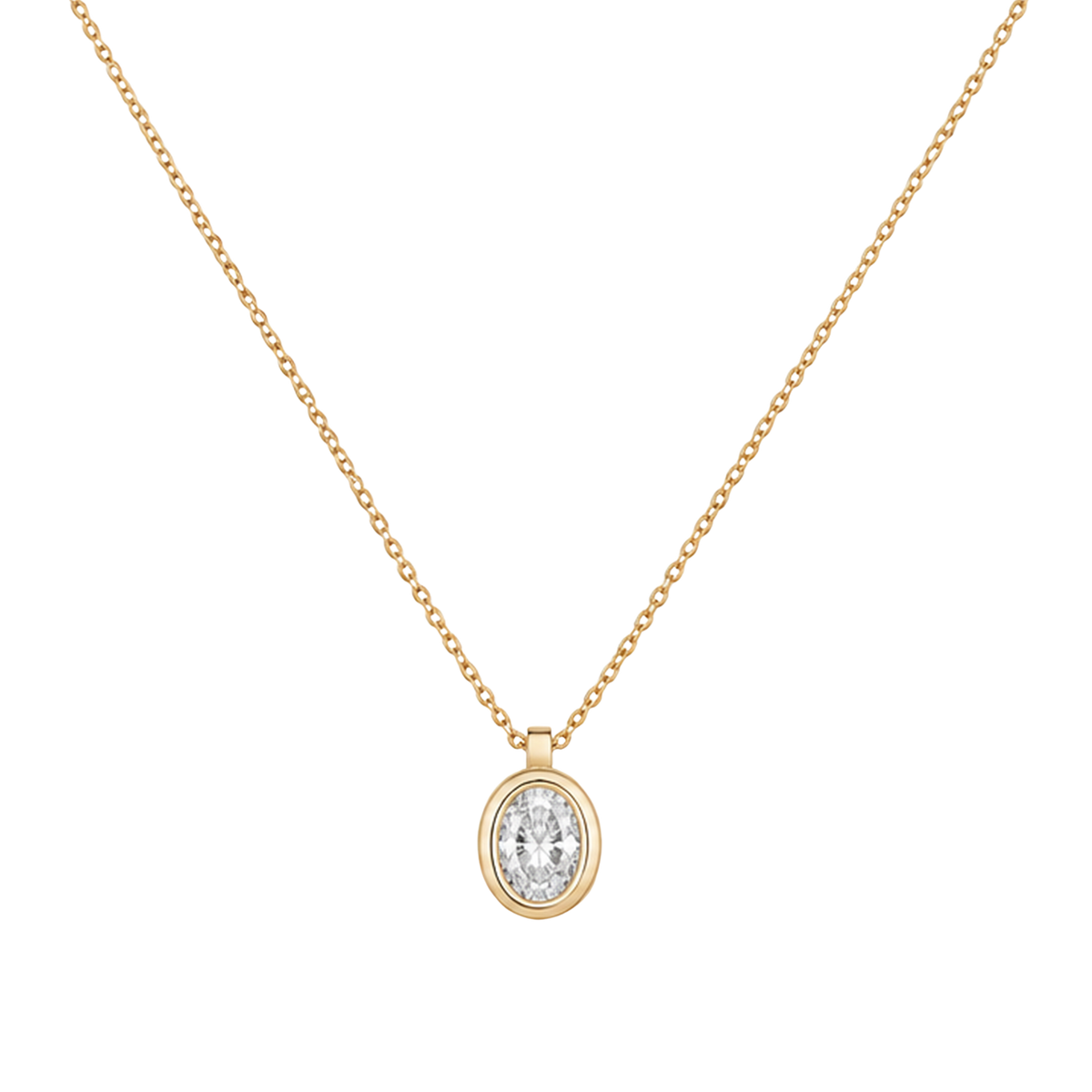 Oval Cut Diamond Pendant in 18ct Yellow Gold