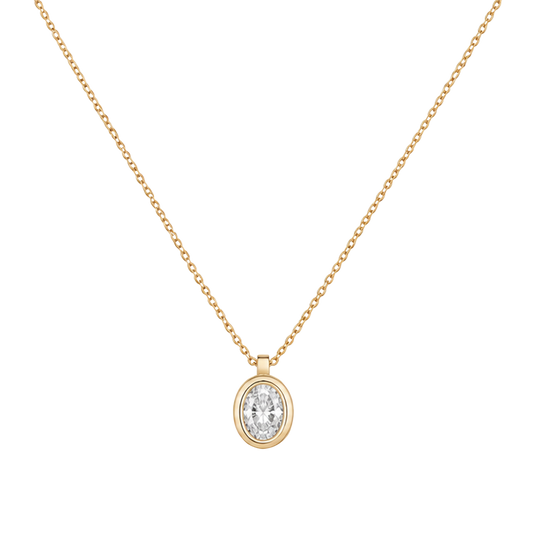 Oval Cut Diamond Pendant in 18ct Yellow Gold