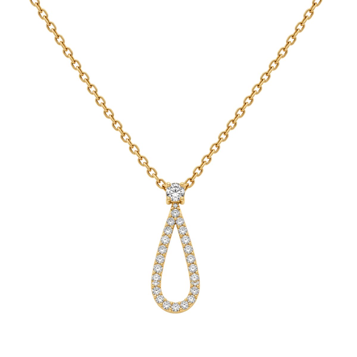 0.94ct Diamond Open Pear Pendant in 18ct Yellow Gold