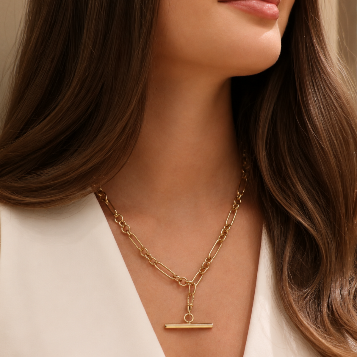46cm Link Necklace in 18ct Yellow Gold On A Lister Horsfall Model 