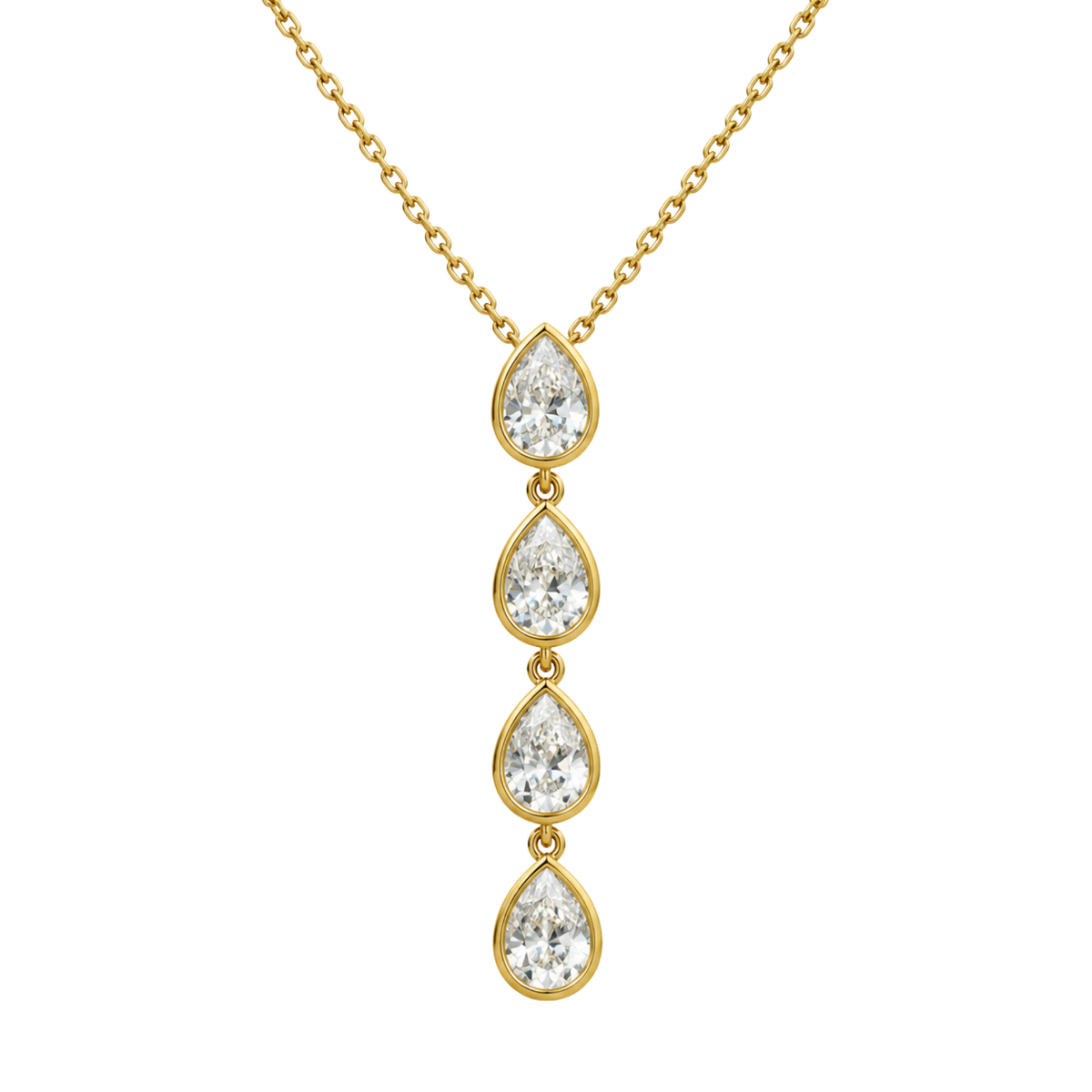 Pear Cut Diamond Pendant and Chain in 18ct Yellow Gold
