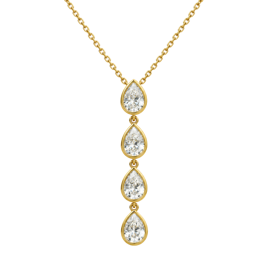 Pear Cut Diamond Pendant and Chain in 18ct Yellow Gold
