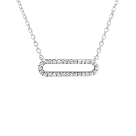 A contemporary link necklace crafted in 18ct white gold and adorned with 0.28ct of brilliant-cut diamonds on a clear background
