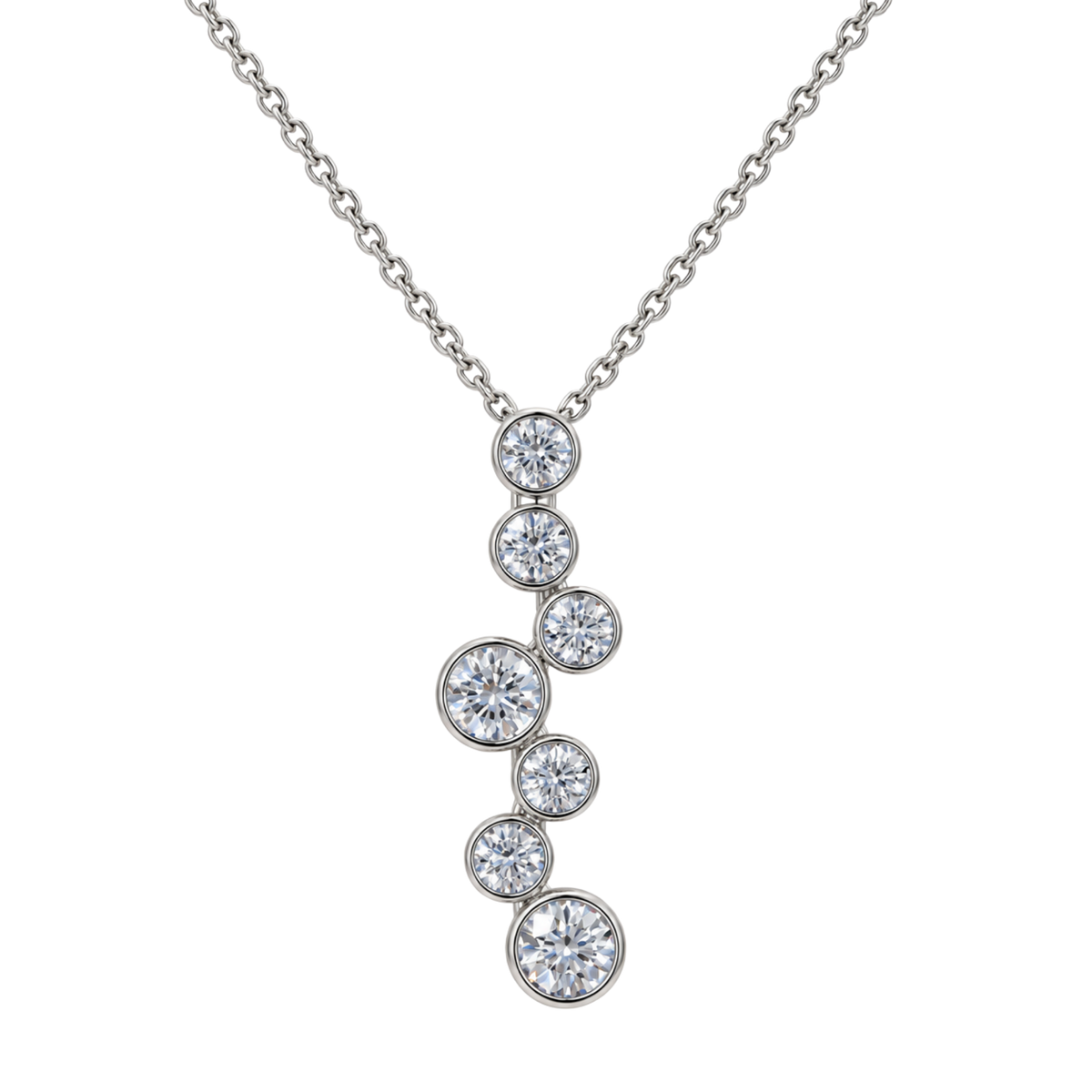 Brilliant Cut Diamond Bubble Pendant and Chain in 18ct White Gold