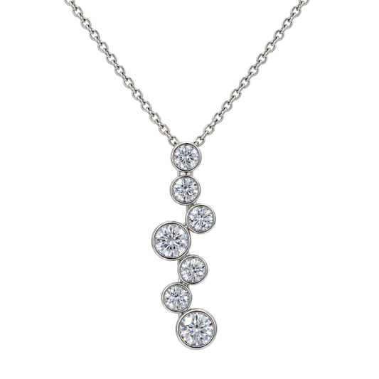 Brilliant Cut Diamond Bubble Pendant and Chain in 18ct White Gold
