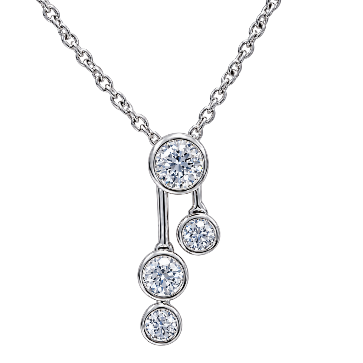 Brilliant Cut Diamond Bubble Pendant and Chain in 18ct White Gold