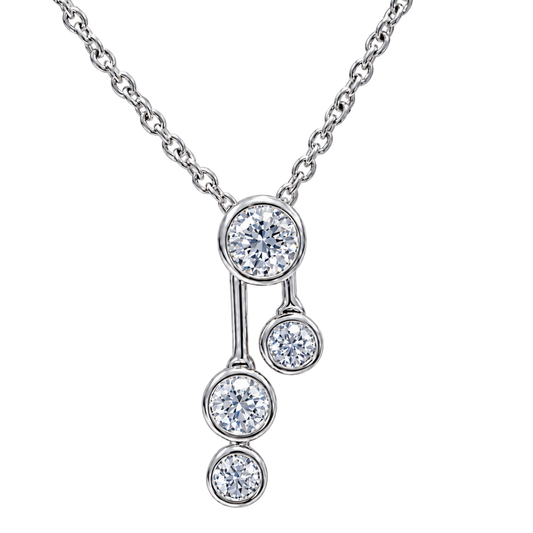 Brilliant Cut Diamond Bubble Pendant and Chain in 18ct White Gold