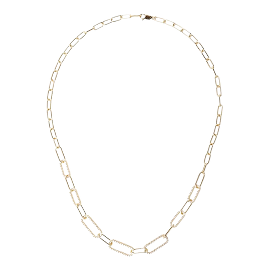 Full View discover the Large Link Necklace, crafted in 18ct yellow gold and set with brilliant-cut diamonds for timeless elegance and contemporary luxury.
