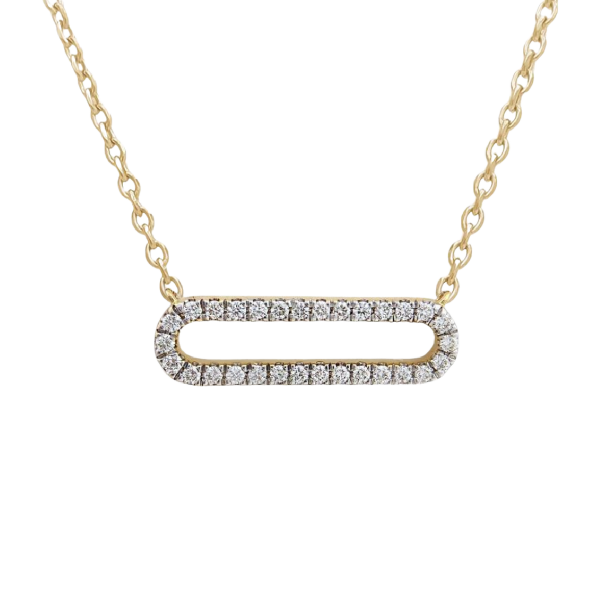 Small Link Pendant with Diamonds in 18ct Yellow Gold on a transparent background 