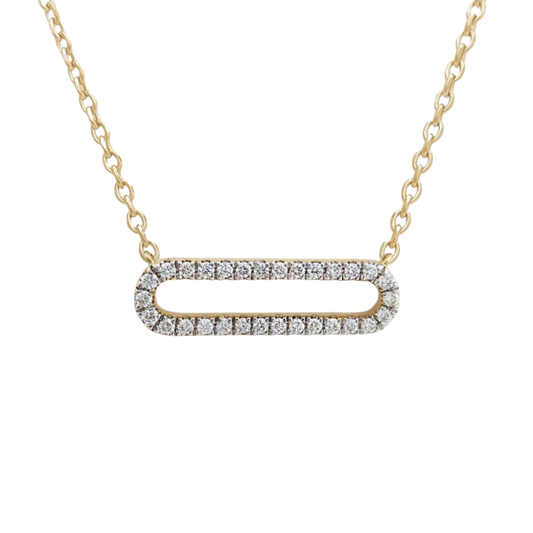 Small Link Pendant with Diamonds in 18ct Yellow Gold on a transparent background 
