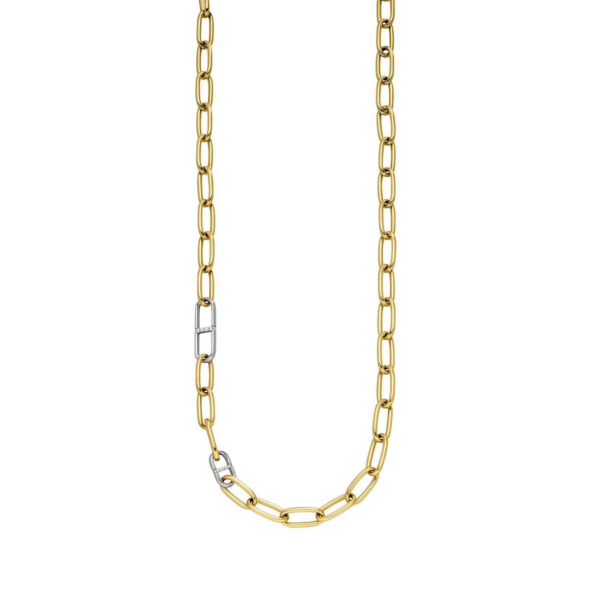 45.5cm Diamond Link Necklace in 18ct Yellow & White Gold On a Transparent Background