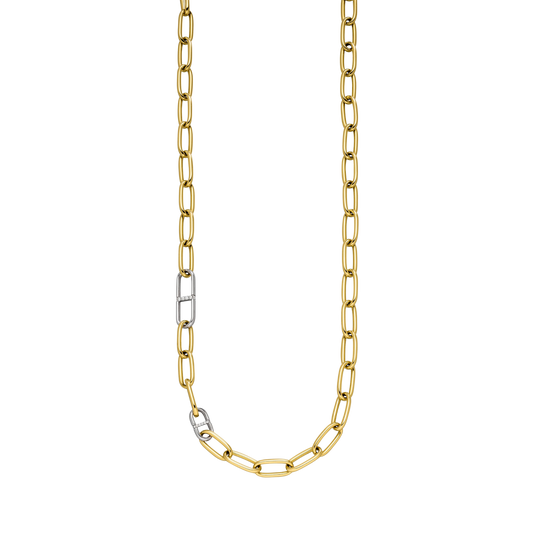 45.5cm Diamond Link Necklace in 18ct Yellow & White Gold On a Transparent Background