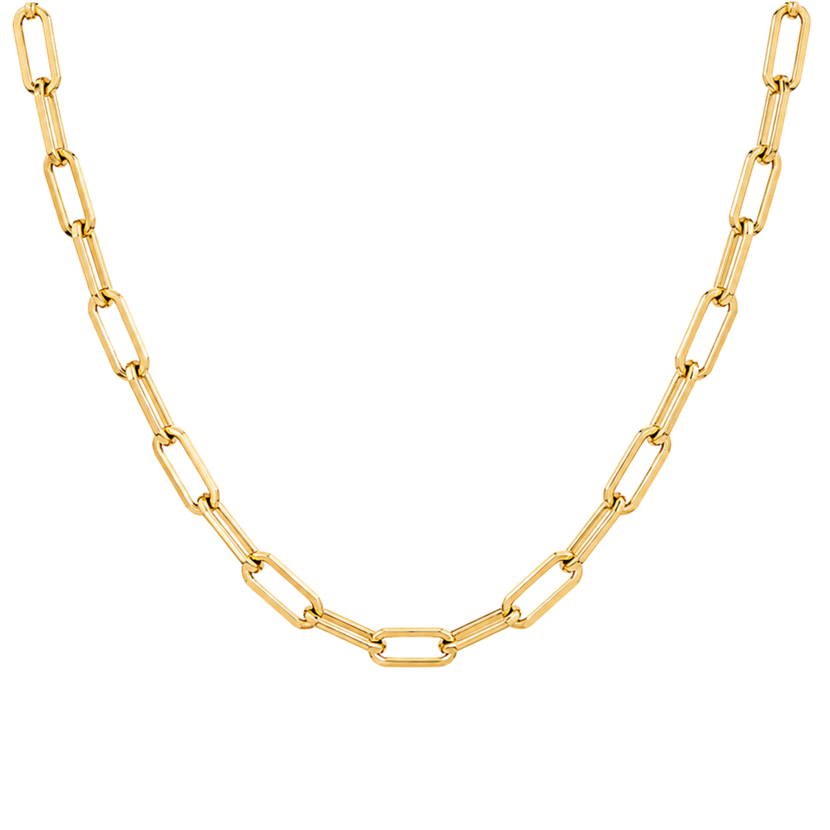 46cm Link Necklace in 18ct Yellow Gold On A Transparent Background 
