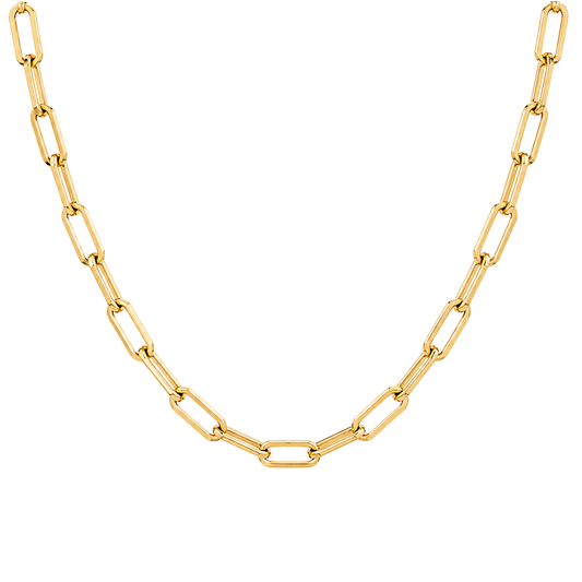 46cm Link Necklace in 18ct Yellow Gold On A Transparent Background 