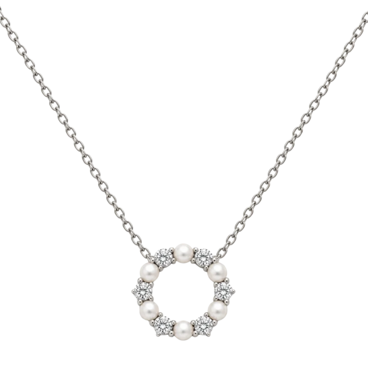 18ct white gold freshwater pearl and diamond pendant featuring 0.58ct of brilliant cut diamonds secured in elegant claw settings