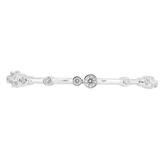 Flat View Bubble Bangle with Round Brilliant-Cut Diamonds in 18ct White Gold