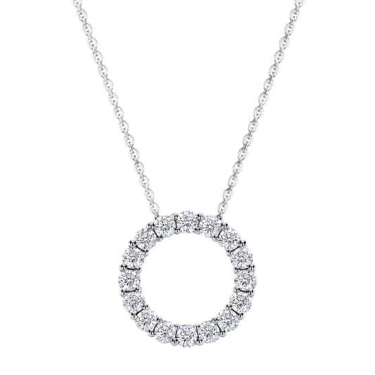 Large Brilliant Cut Diamond Set Pendant in 18ct White Gold On a Transparent Background