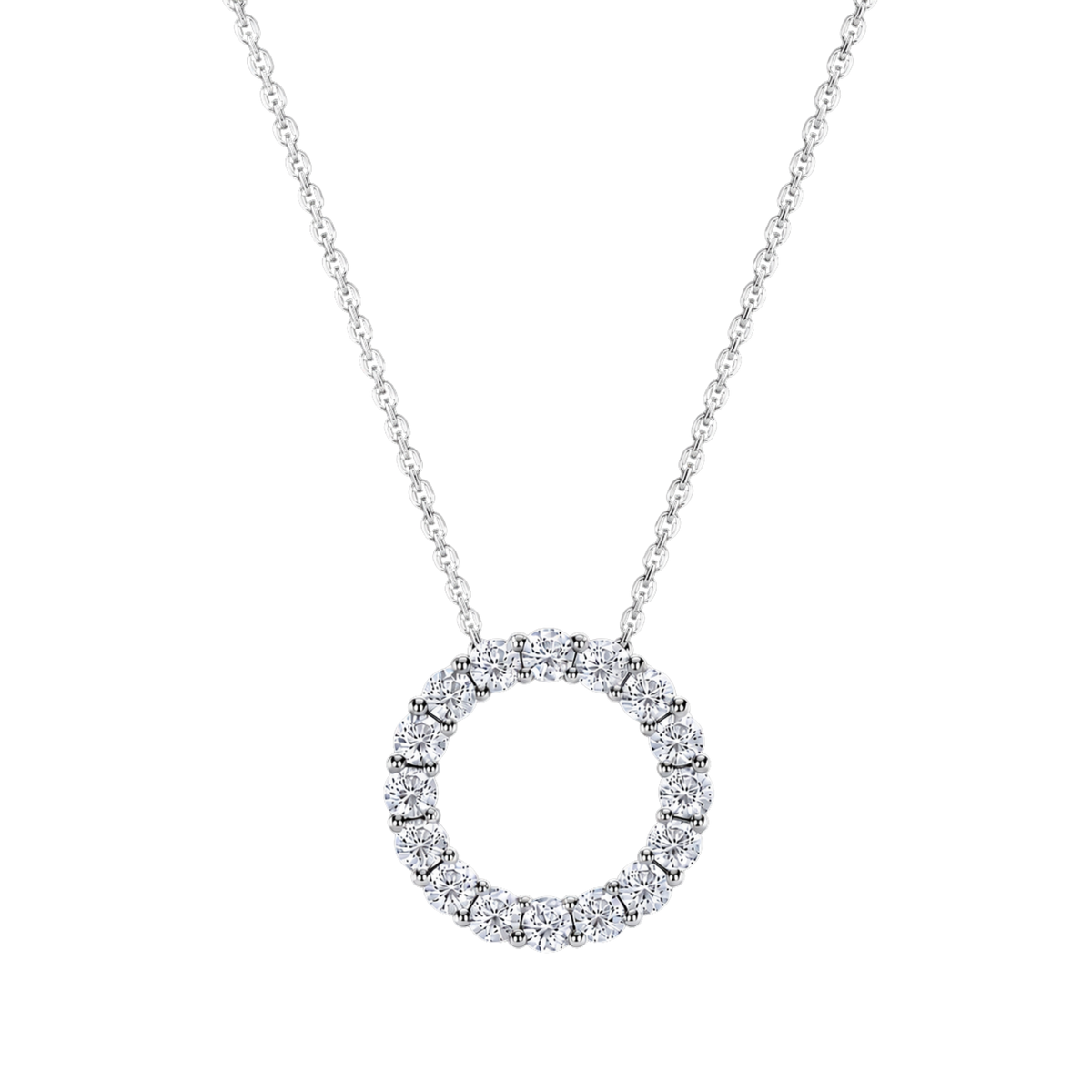 Large Brilliant Cut Diamond Set Pendant in 18ct White Gold On a Transparent Background