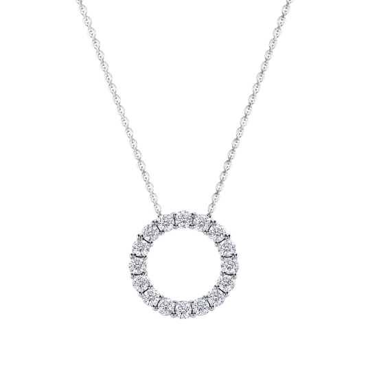 Large Brilliant Cut Diamond Set Pendant in 18ct White Gold On a Transparent Background