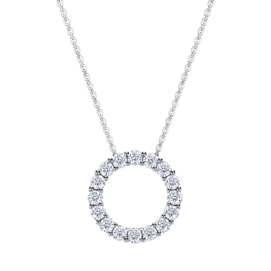 Extra Large Brilliant Cut Diamond Set Pendant in 18ct White Gold