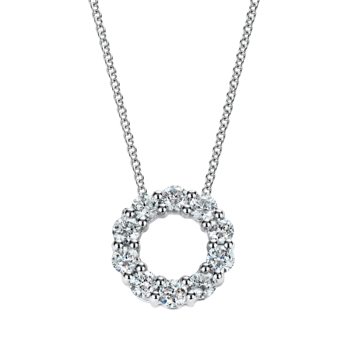 Small Brilliant Cut Diamond Set Pendant in 18ct White Gold On Transparent Products 
