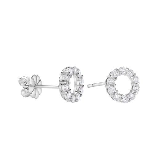 Small Brilliant Cut Diamond Earrings in 18ct White Gold on A Transparent Background 