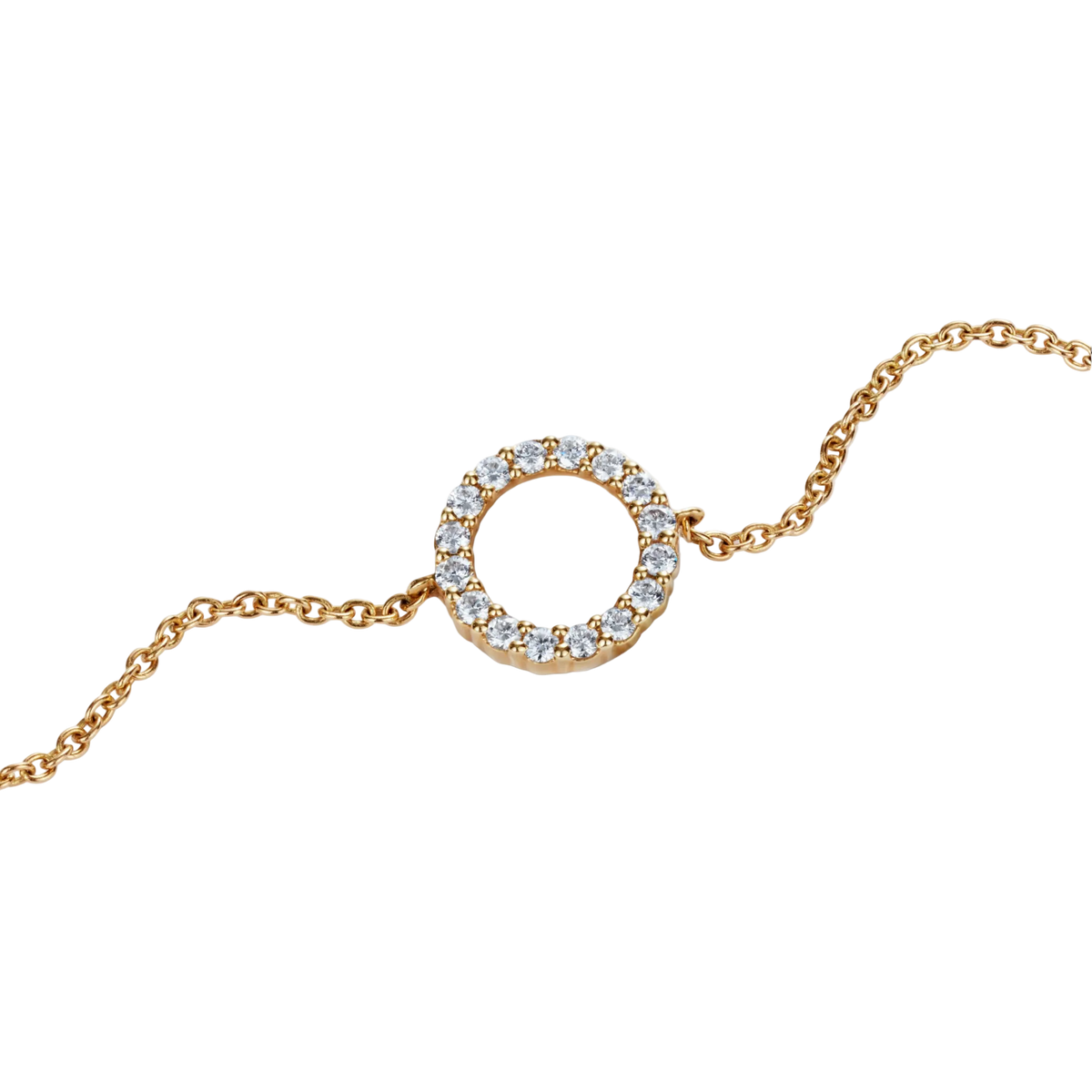 A timeless Small Brilliant Cut Diamond Bracelet crafted in 18ct yellow gold.