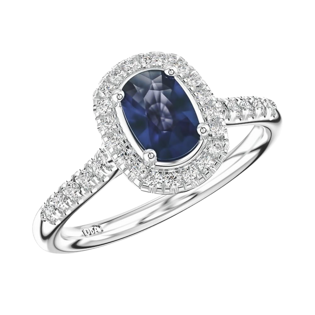 Platinum Cushion Cut Sapphire & Diamond Cluster Ring