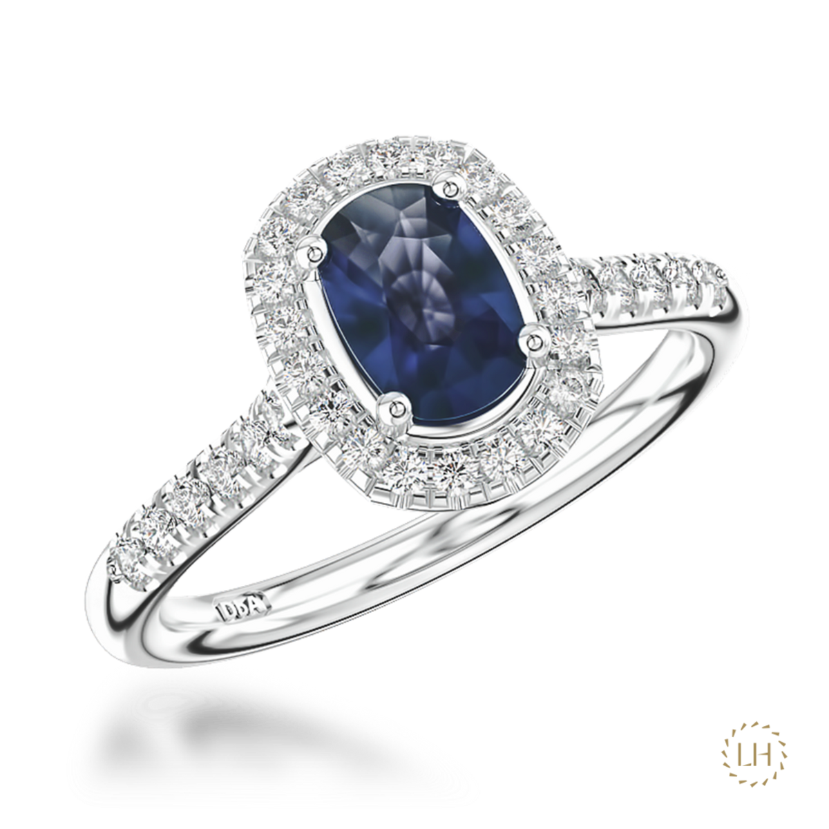 Platinum Cushion Cut Sapphire & Diamond Cluster Ring