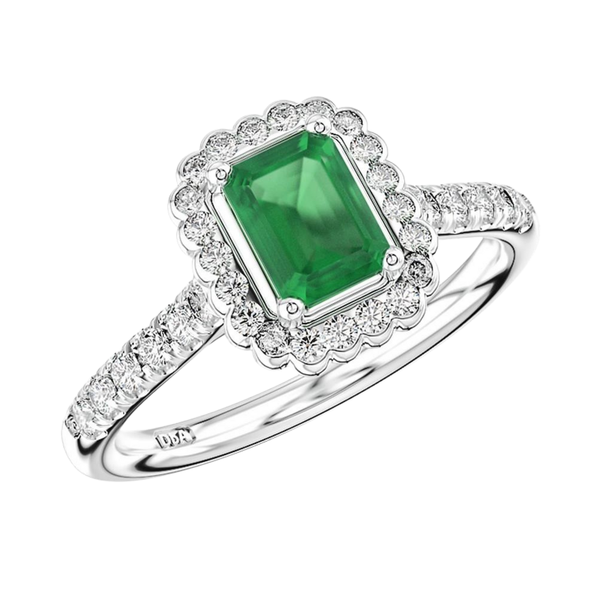 Platinum Emerald & Diamond Cluster Ring