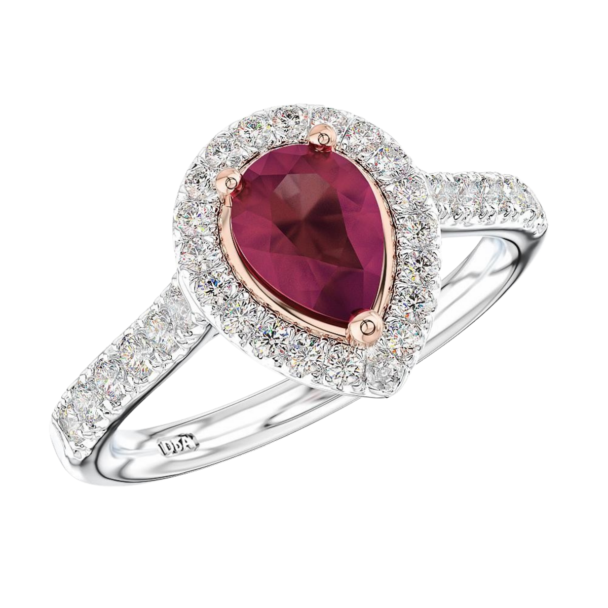  0.75ct pear-shaped ruby on a transparent background
