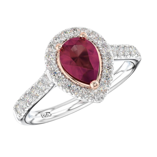  0.75ct pear-shaped ruby on a transparent background