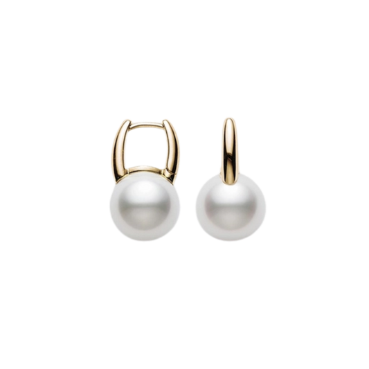 Mikimoto Classic Elegance White South Sea Cultured Pearl Earrings in 18ct Yellow Gold