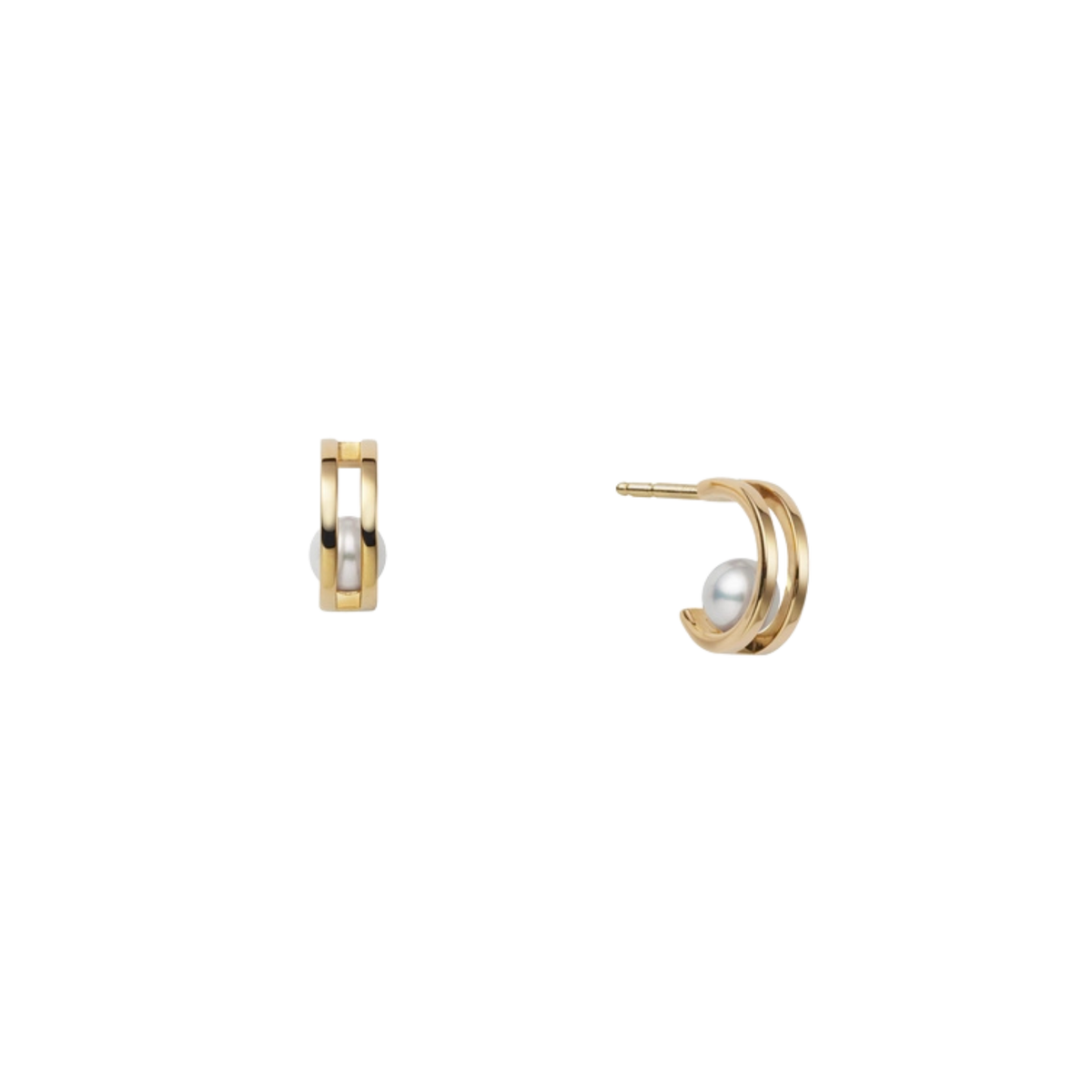 Mikimoto Akoya Cultured Pearl and Diamond Earrings in 18ct Yellow Gold